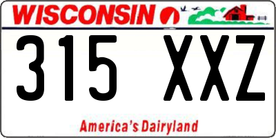 WI license plate 315XXZ