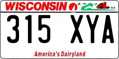 WI license plate 315XYA