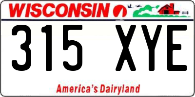 WI license plate 315XYE