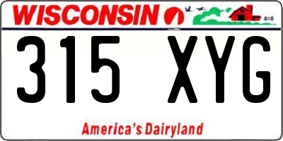 WI license plate 315XYG