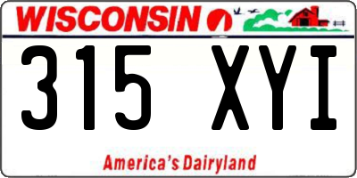 WI license plate 315XYI