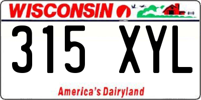 WI license plate 315XYL