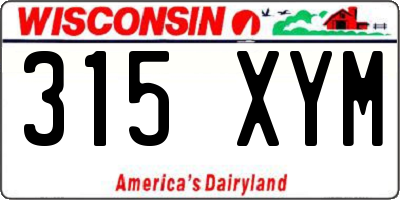 WI license plate 315XYM