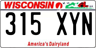 WI license plate 315XYN