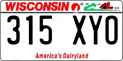 WI license plate 315XYO