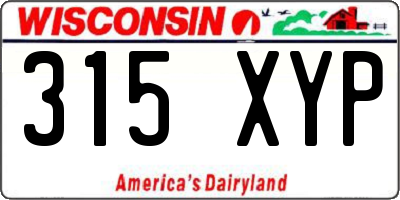 WI license plate 315XYP