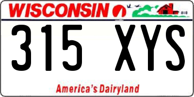 WI license plate 315XYS