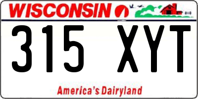 WI license plate 315XYT