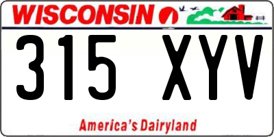 WI license plate 315XYV