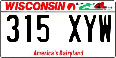 WI license plate 315XYW