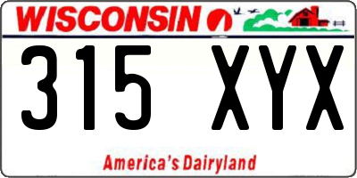 WI license plate 315XYX