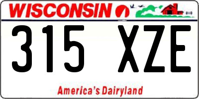 WI license plate 315XZE