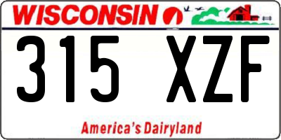 WI license plate 315XZF