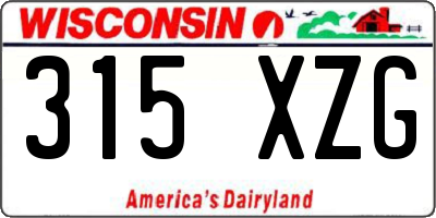 WI license plate 315XZG