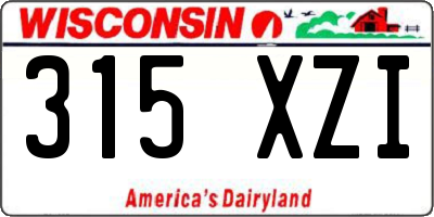 WI license plate 315XZI