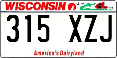 WI license plate 315XZJ