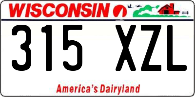 WI license plate 315XZL