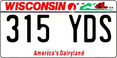 WI license plate 315YDS