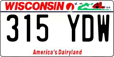 WI license plate 315YDW