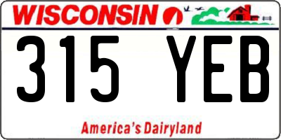 WI license plate 315YEB