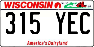 WI license plate 315YEC