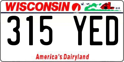 WI license plate 315YED