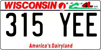 WI license plate 315YEE