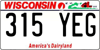 WI license plate 315YEG