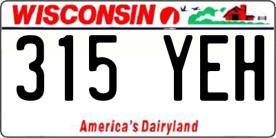 WI license plate 315YEH