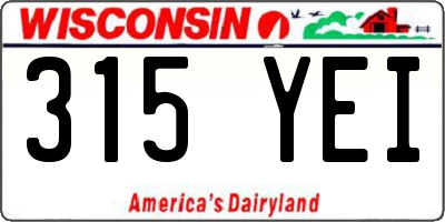 WI license plate 315YEI