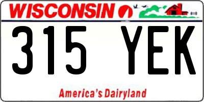WI license plate 315YEK