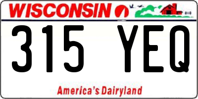 WI license plate 315YEQ