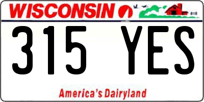 WI license plate 315YES