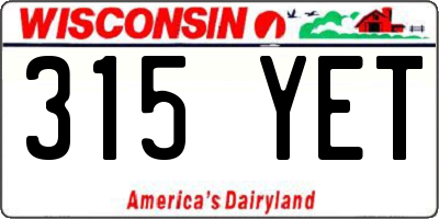WI license plate 315YET