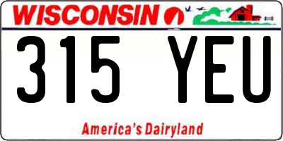 WI license plate 315YEU