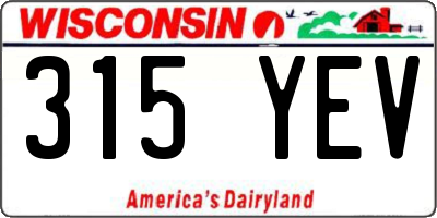WI license plate 315YEV