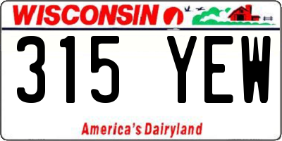 WI license plate 315YEW