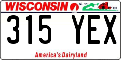 WI license plate 315YEX