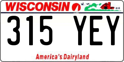 WI license plate 315YEY
