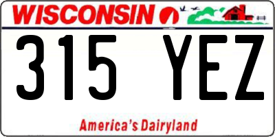 WI license plate 315YEZ