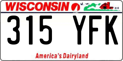 WI license plate 315YFK