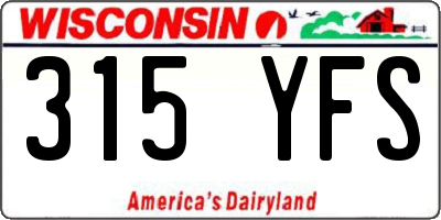 WI license plate 315YFS