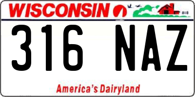 WI license plate 316NAZ