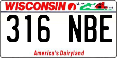 WI license plate 316NBE