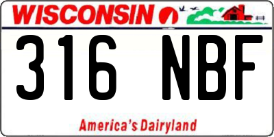 WI license plate 316NBF
