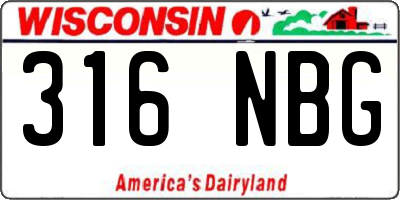 WI license plate 316NBG