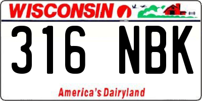 WI license plate 316NBK