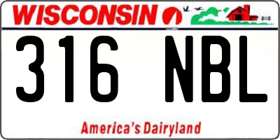 WI license plate 316NBL