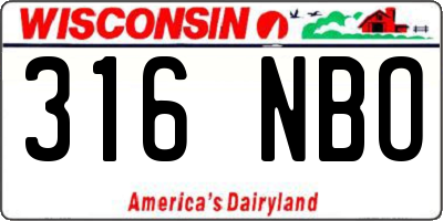 WI license plate 316NBO
