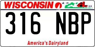 WI license plate 316NBP